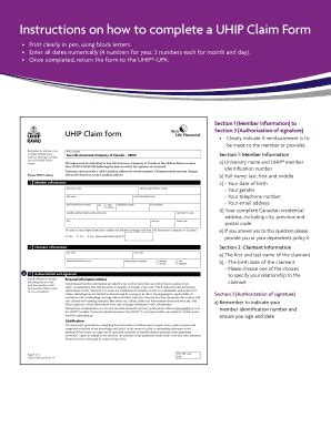 Fillable Online Instructions On How To Complete A UHIP Claim Form Print