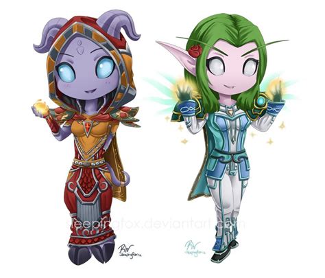 Taelainne And Kuroma By Sleepingfox On Deviantart Chibi Warcraft Art Character Design