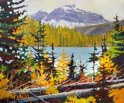 Larch On Larix Lake 0 X 36 Acrylic On Canvas By Randy Hayashi