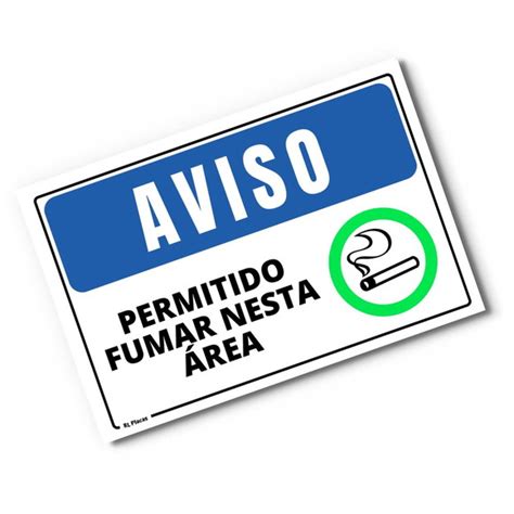 Placa Aviso Permitido Fumar Nesta Área 40x30 cm no Elo7 RL Placas de