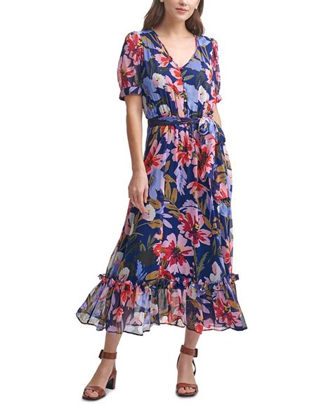 Calvin Klein Chiffon Floral Maxi Dress Macys