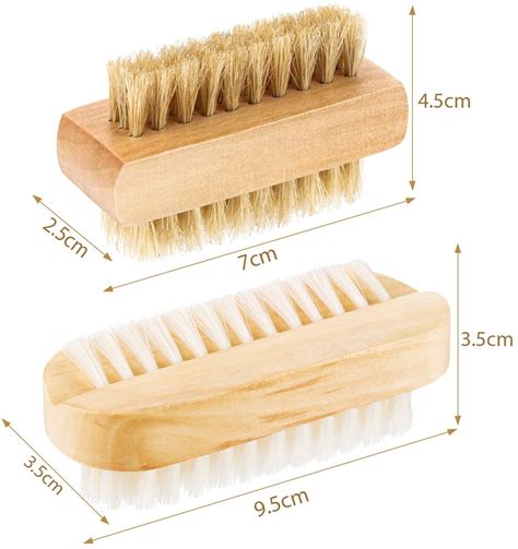 2 Pieces Wooden Nail Brush Double Sided Nail Brush and Oblique Nail ...