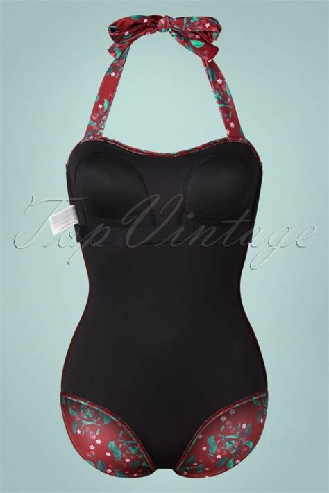 Pussy Deluxe Wild Cherry Badeanzug In Burgund Topvintage