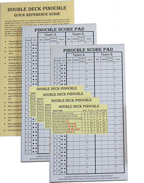 Amazon Pinochle Score Pad Pack Of Two Page Score Pads Four