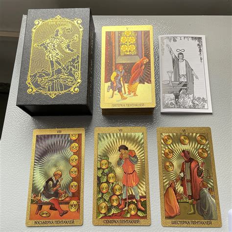 Golden Tarot Cards In Russian For Work In Box Prophet Prophecy Oracle