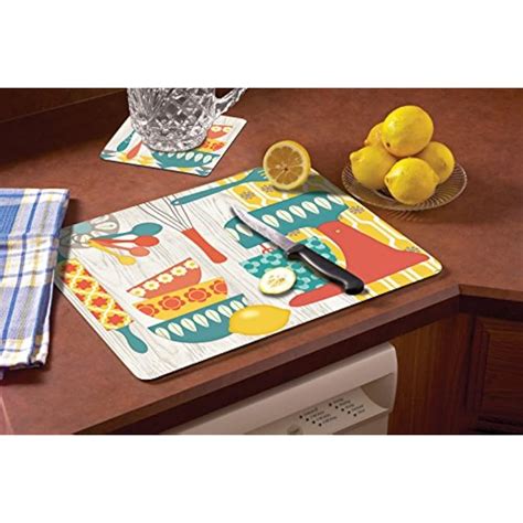 Counterart Retro Kitchen Glass Cutting Board And Trivet Set And Dining Ebay