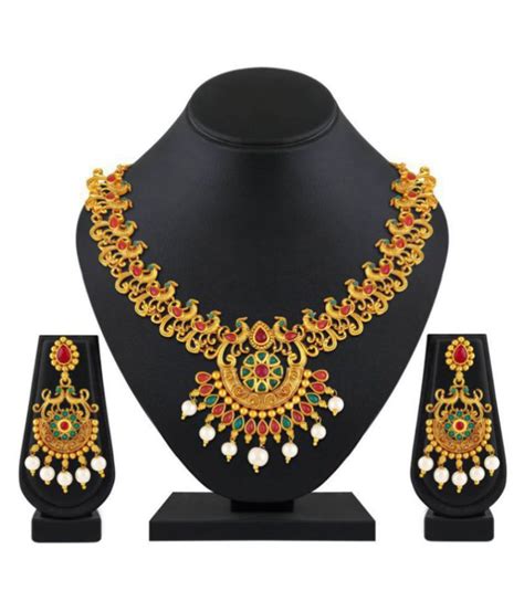 Asmitta Jewellery Zinc Golden Choker Traditional Gold Plated Necklaces