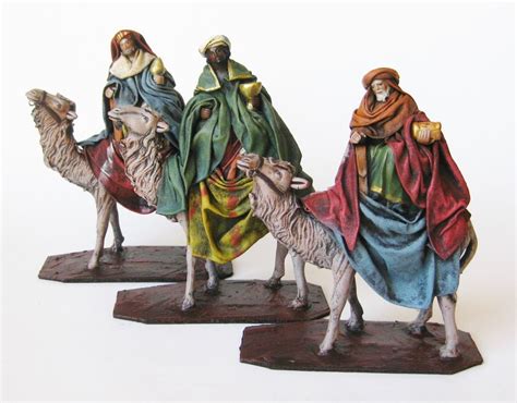 3 Vtg J Puig Llobera Spain Cartapesta Magi Wisemen Nativity Figures On