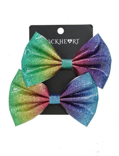 Blackheart Vinyl Rainbow Hair Bow Set Hot Topic