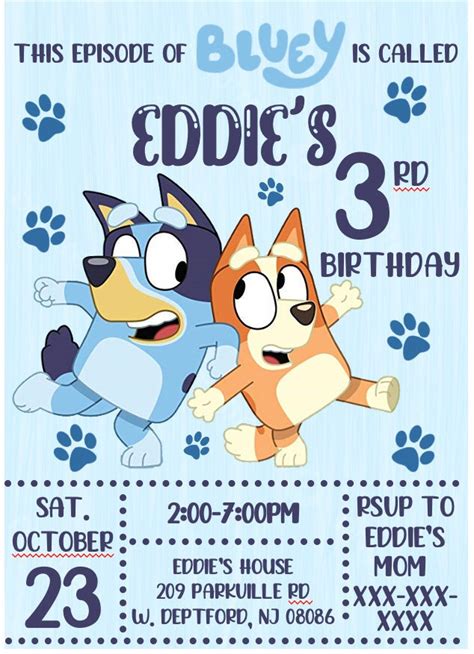 Bluey Birthday Invitation Bluey Invite Bluey And Bingo