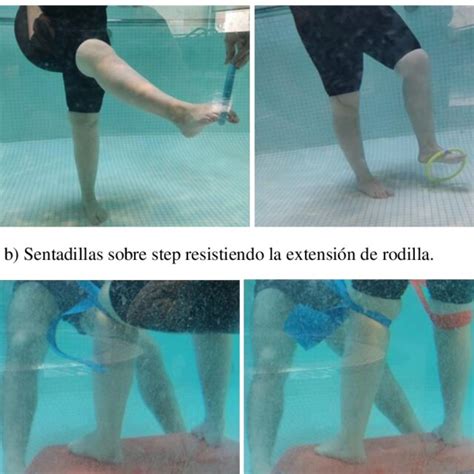 Realización de ejercicios en piscina 4 a Control motor de cadera y