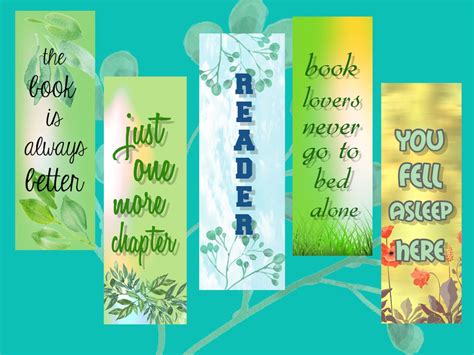 Printable Bookmark Set Printable Bookmarks Template Digital Etsy