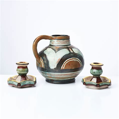 Images For Allan Ebeling Vase And Candles Glazed Ceramic