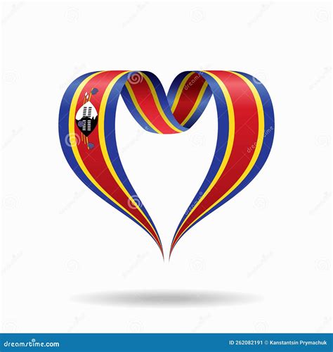 Eswatini Flag Heart Shaped Ribbon Background Layout Vector