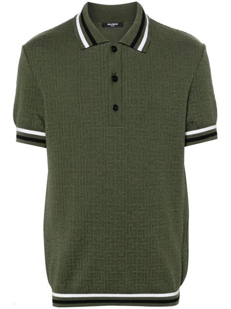 Balmain Monogram Jacquard Polo Shirt Farfetch