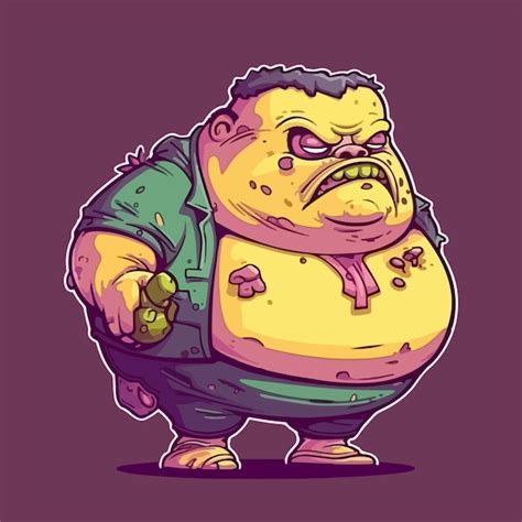 Vector De Ilustraci N De Personaje Gordo Zombie Vector Premium