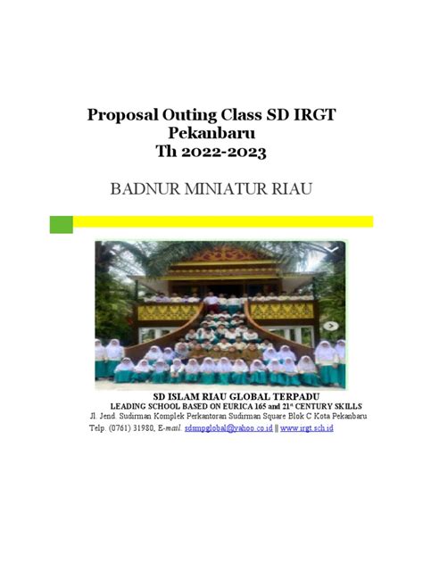 Proposal Outing Class Sd Kelas 6 Irgt 2022 2023 Pdf