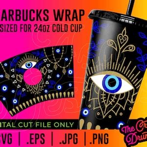 Evil Eye Amulet Starbucks Cup Wrap Evil Eye SVG No Hole Cup Wrap