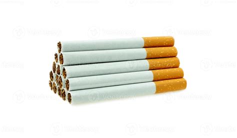 Close Up A Stack Of A Cigarette Showing On White Background 3735627