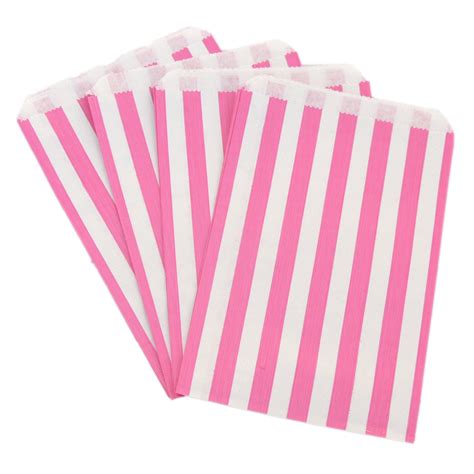 Pink Candy Stripe Paper Bags 5 X 7 1 Pack 100 Bags