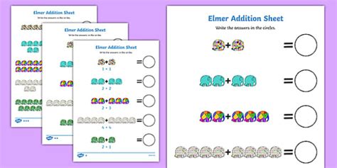 Addition Sheet To Support Teaching On Elmer Teacher Made