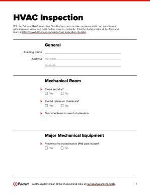 Fillable Online Hvac Inspection Checklist Template Fax Email Print