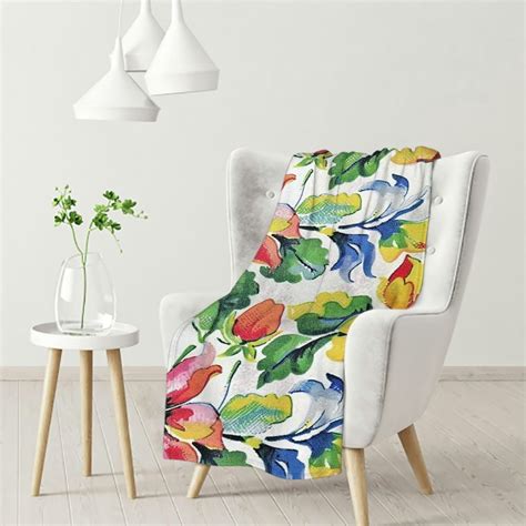 Ulloord Watercolor Flower Throw Blanket Spring Flora Pattern Print