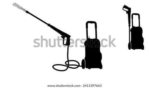 Electric Pressure Washer Black Isolated Silhouette Stock Vector ...