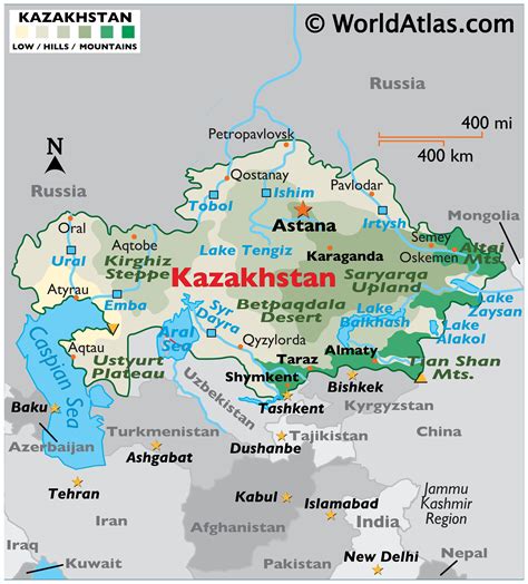 Kazakhstan Large Color Map