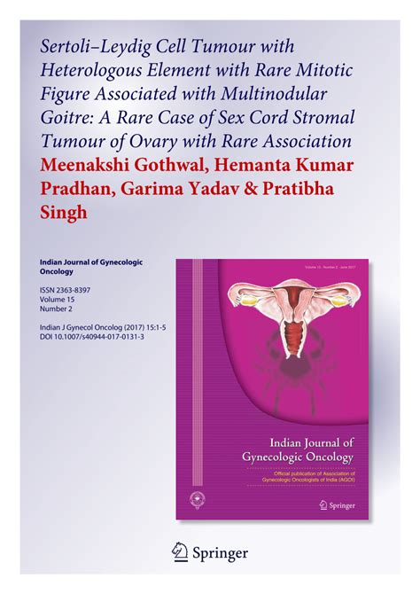 Pdf Sertoli Leydig Cell Tumour With Heterologous Element With Rare