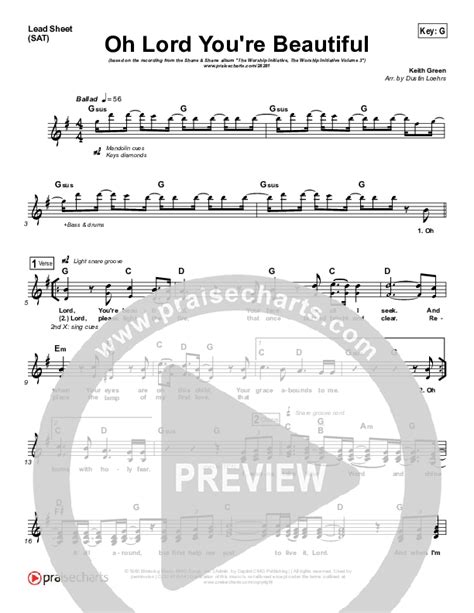 Oh Lord You Re Beautiful Sheet Music PDF Shane Shane The Worship