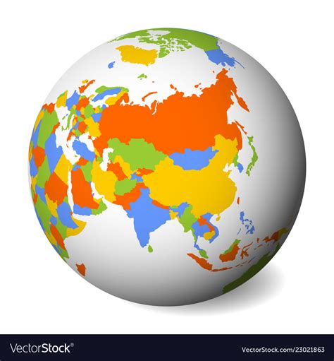 Blank political map asia 3d earth globe Royalty Free Vector