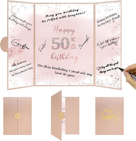 Amazon Vlipoeasn 50th Birthday Guest Book Alternative Rose Gold