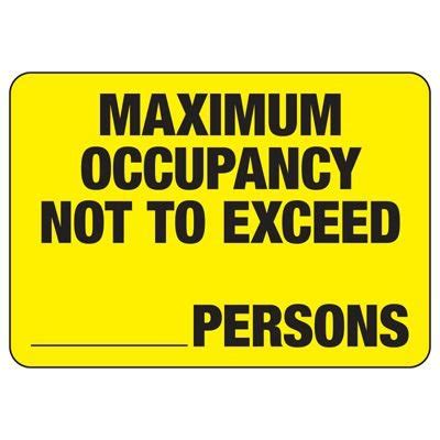 Maximum Occupancy Not To Exceed Persons Capacity Signs Seton