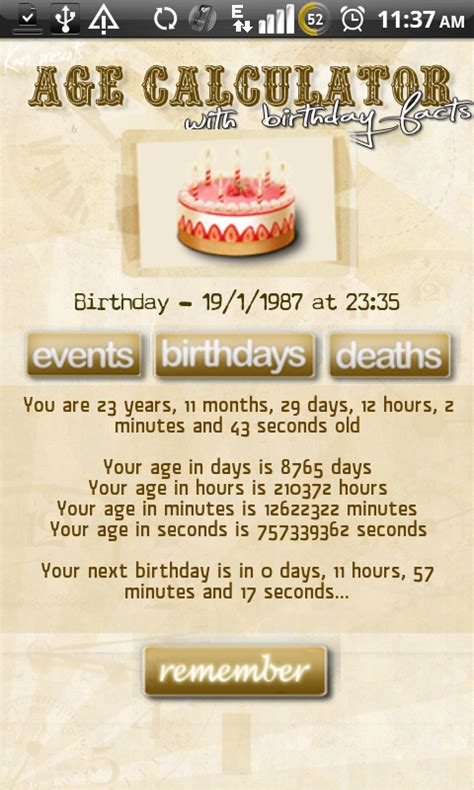 Age Calculator with Birthday Facts (ad free) - App on Amazon Appstore