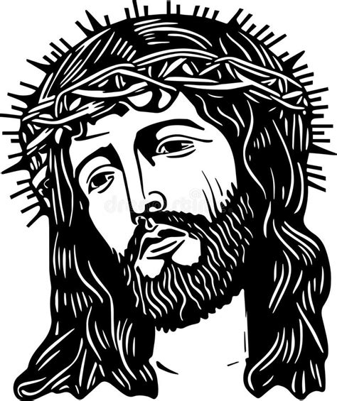 Jesus In A Wreath Vector Illustration Head Of Jesus Christ Wearing A