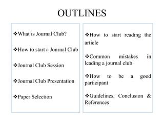 How To Present A Journal Club PPT