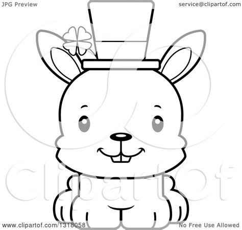 Animal Lineart Clipart Of A Cartoon Black And White Cute Happy St