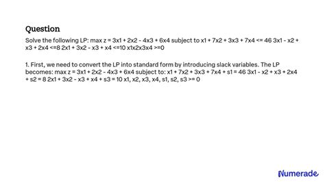 Solved Solve The Following Lp Max Z 3x1 2x2 4x3 6x4 Subject