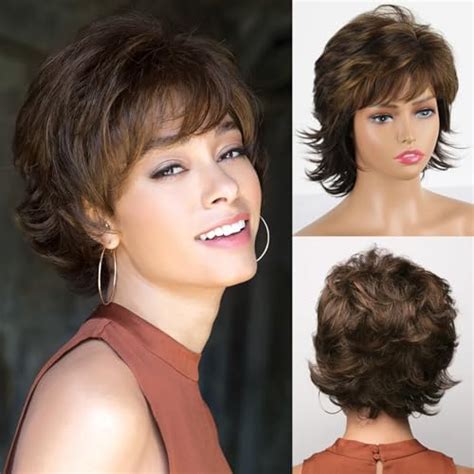 Amazon Leosa Blonde Highlight Wig With Bangs Short Curly Medium