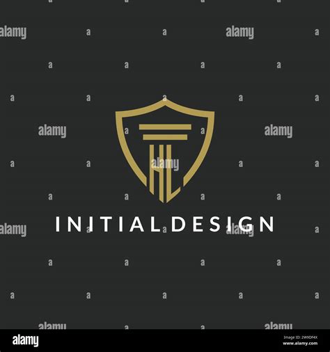 Hl Initial Monogram Logo With Pillar And Shield Style Design Ideas