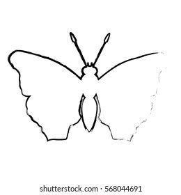 Butterfly Silhouette Open Wings Vector Stock Vector (Royalty Free ...