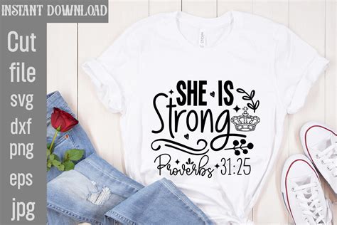 She Is Strong Proverbs 31 25 SVG Graphic By SimaCrafts Creative Fabrica