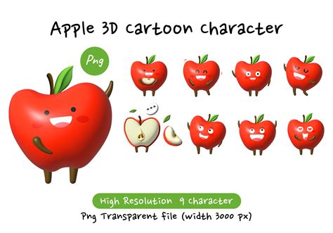 Apple 3d Cartoon Character Graphic By Innni · Creative Fabrica