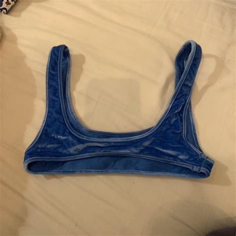 Velvet Blue Triangl Bikini Top Size Xs Depop