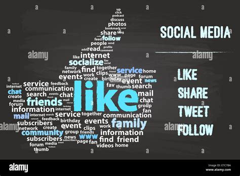 Social Media Word Cloud Concept On Blackboard Stock Photo Alamy