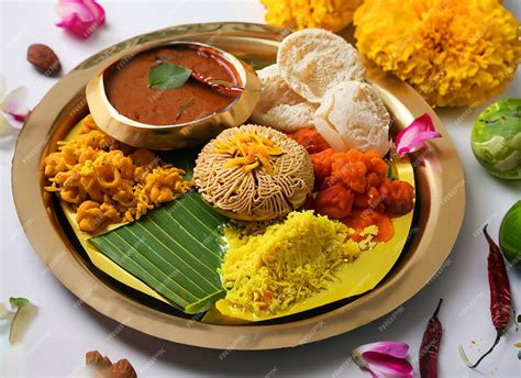 Premium Photo Onam Feast Eating Onasadya In Banana Leaf During The