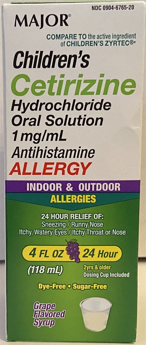 Childrens Cetirizine Hydrochloride Oral Solution 1mgml Allergy