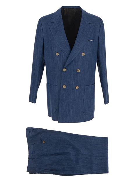 Kiton Blue Suit For Men Lyst