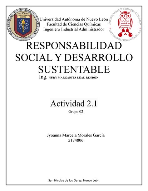 Act 21 Responsabilidad Universidad Autónoma De Nuevo León Facultad De Ciencias Químicas